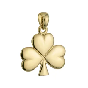 14k Gold Large Shiny Shamrock Charm