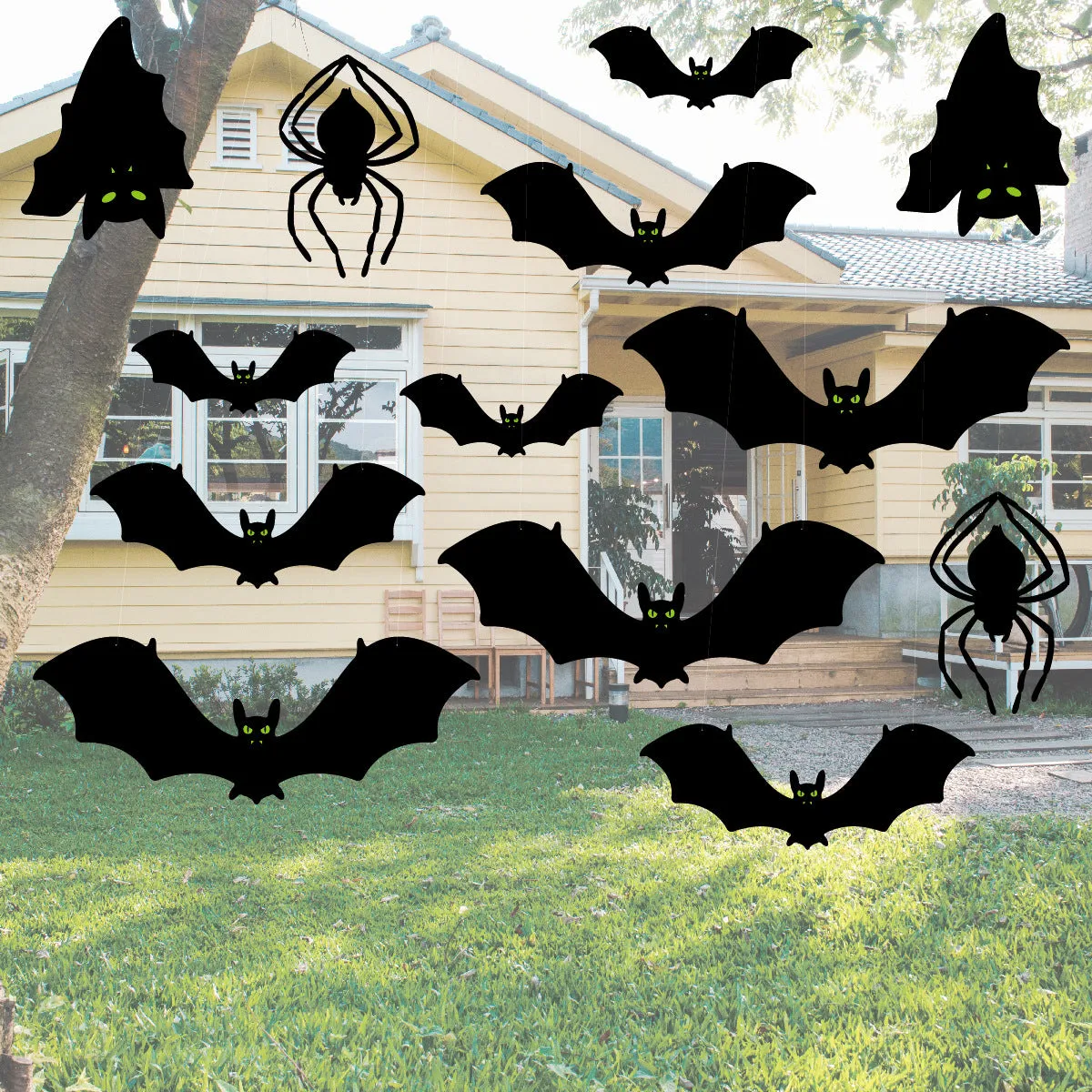 15 Pcs Glow In The Dark Decorative Hanging Bats for Outdoors