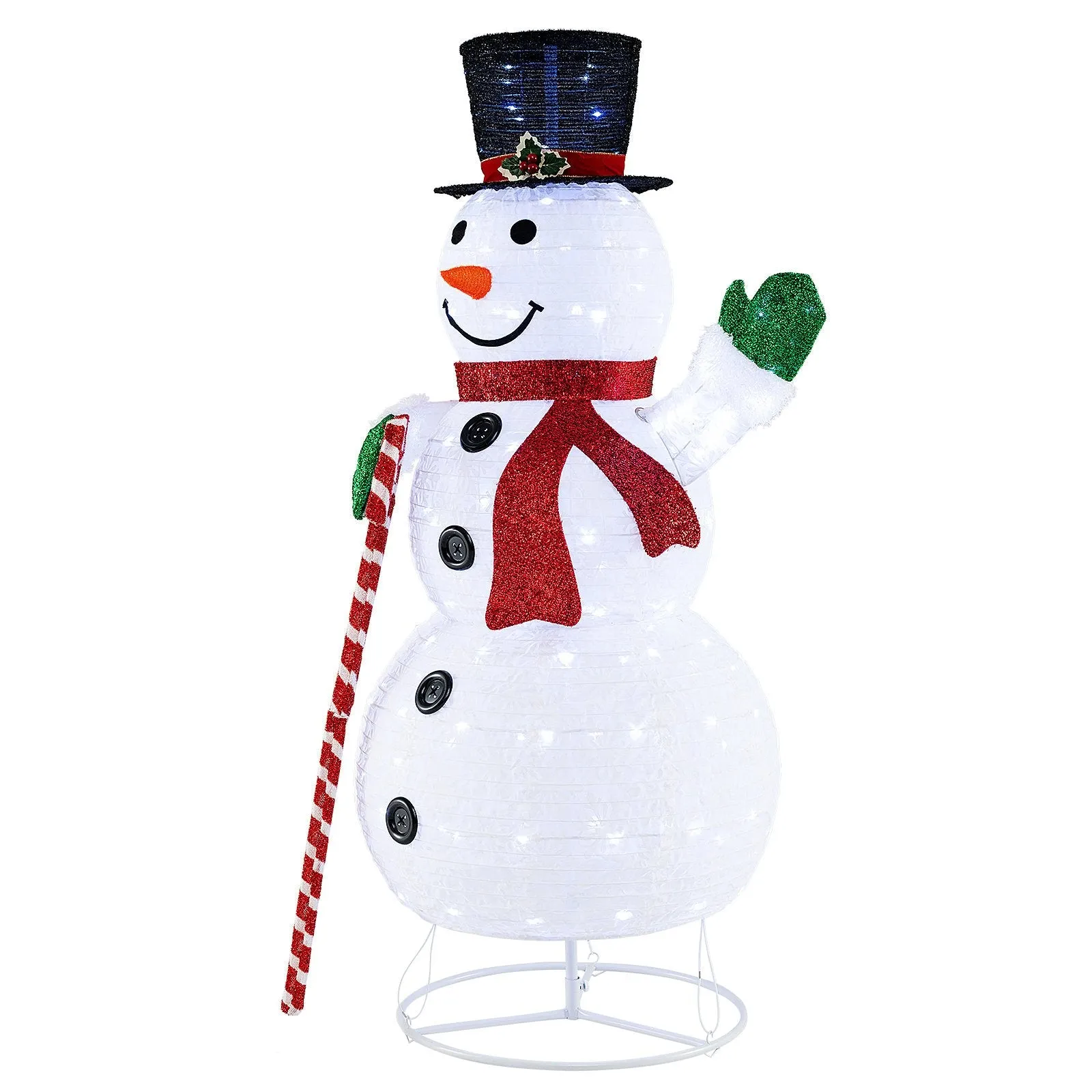 150 cm Large White Pre-lit Lighted Snowman Christmas Decoration