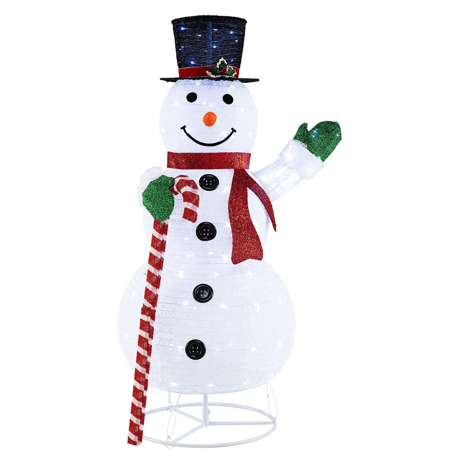 150 cm Large White Pre-lit Lighted Snowman Christmas Decoration