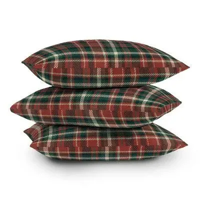 16"x16" Avenie Vintage Christmas Plaid Square Throw Pillow Red - Deny Designs