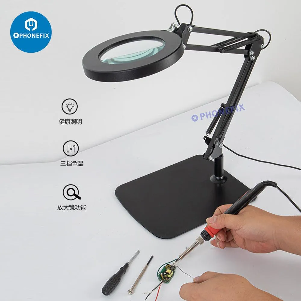 30X LED Lights Magnifying Glass Illuminated Magnifier Lamp