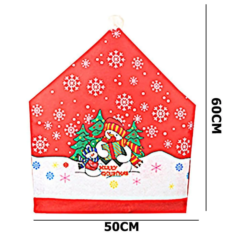 4pcs Christmas Chair Back Cover Snowman Chair Cover New Year Table Decor