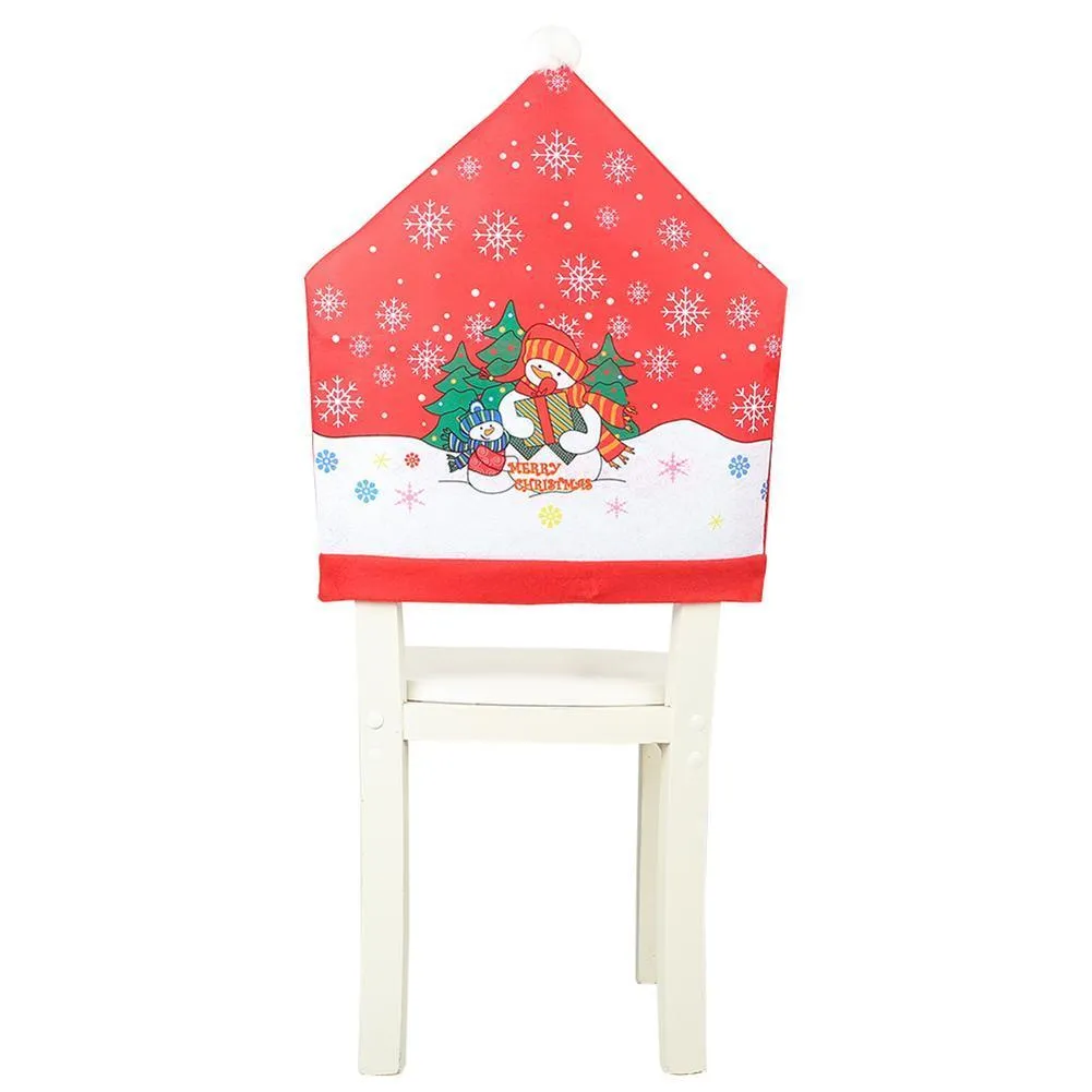 4pcs Christmas Chair Back Cover Snowman Chair Cover New Year Table Decor