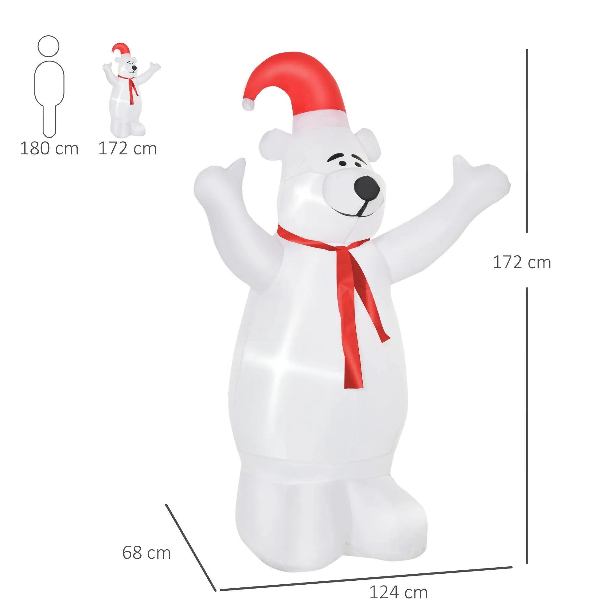 6ft Inflatable Bear Decoration W/LED Lights