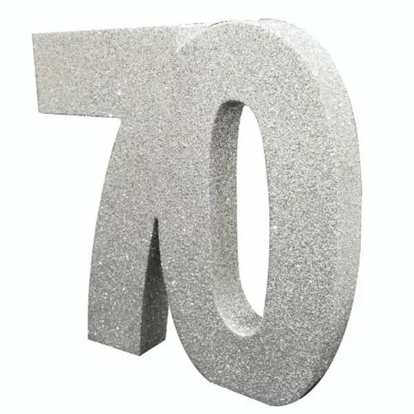 70th Silver Glitter Table Decoration