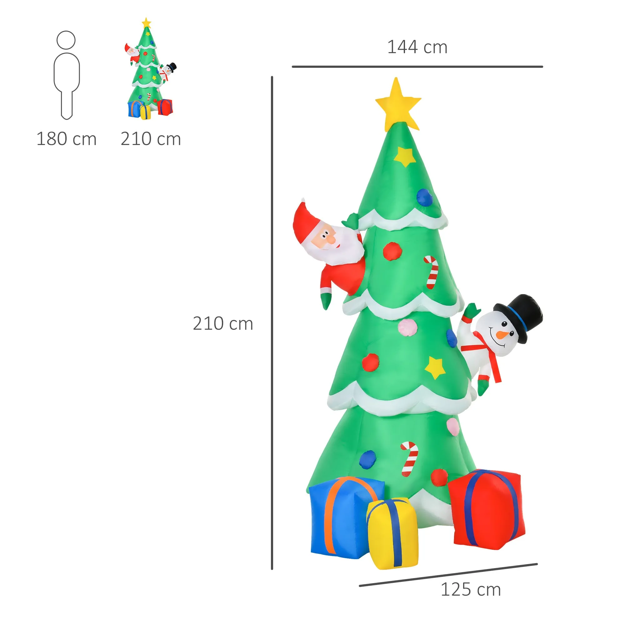 7ft Christmas Inflatable Tree LED Lighted Indoor Outdoor Decoration