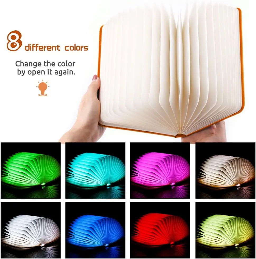 8 Colours 360° Folding Book Lamp - Palm Size