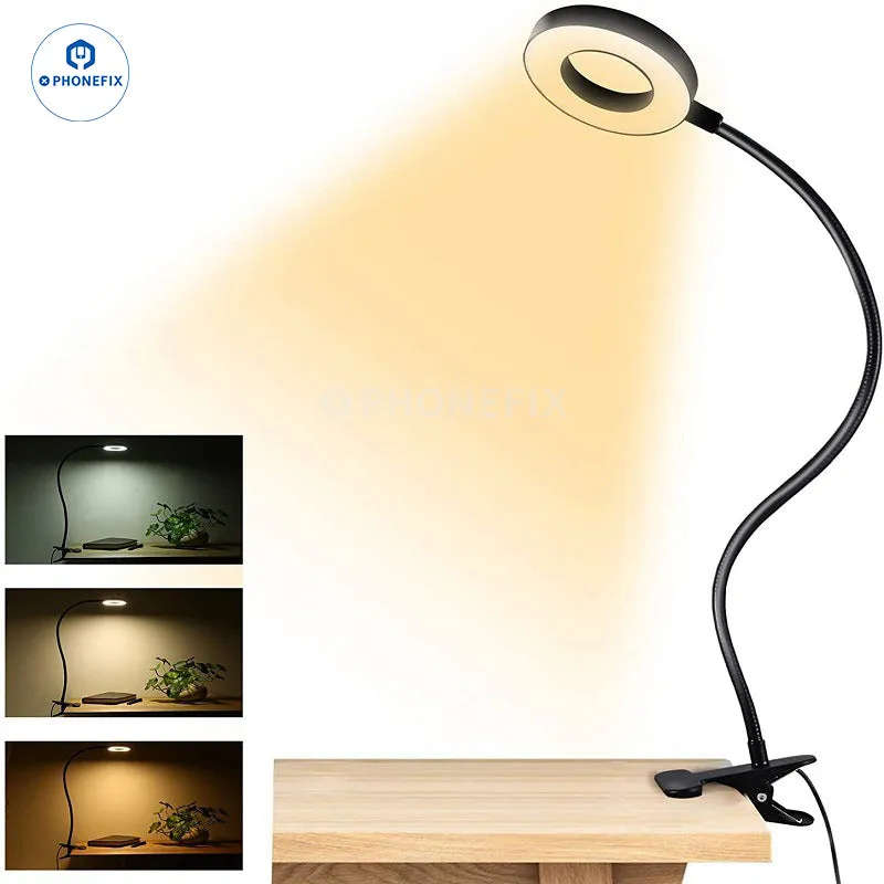 Adjustable 48 LED Eye Protection Desk Lamp Portable Clip Ring Light