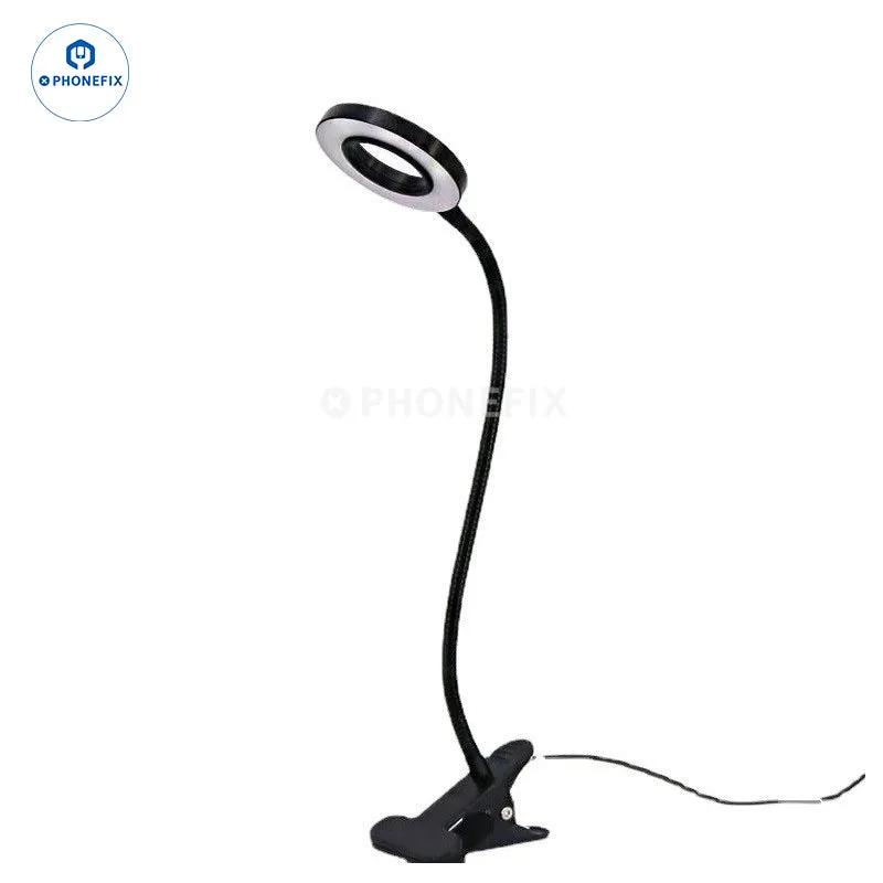 Adjustable 48 LED Eye Protection Desk Lamp Portable Clip Ring Light