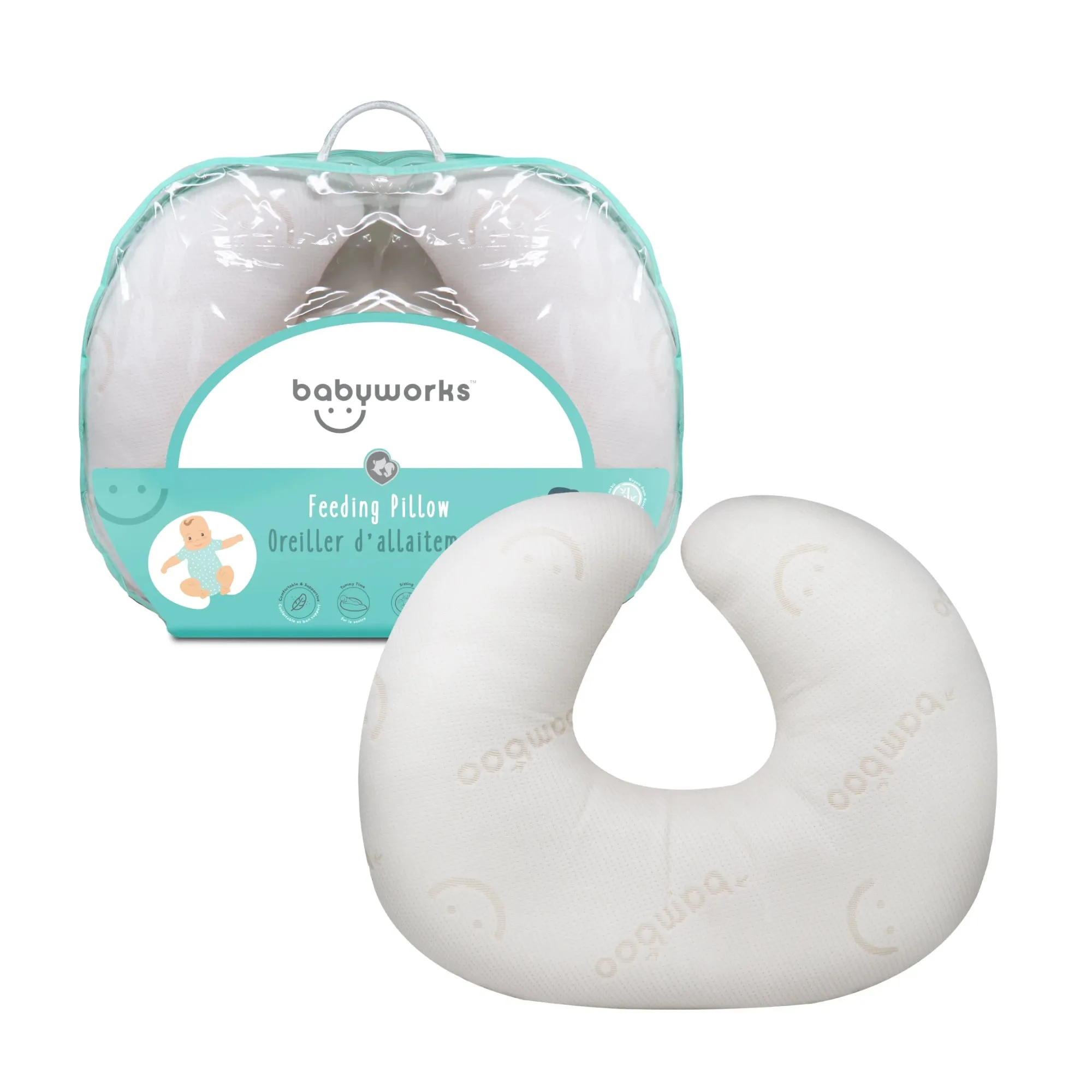 BABY WORKS Feeding Pillow with Bamboo Cover & Memory Foam Topper