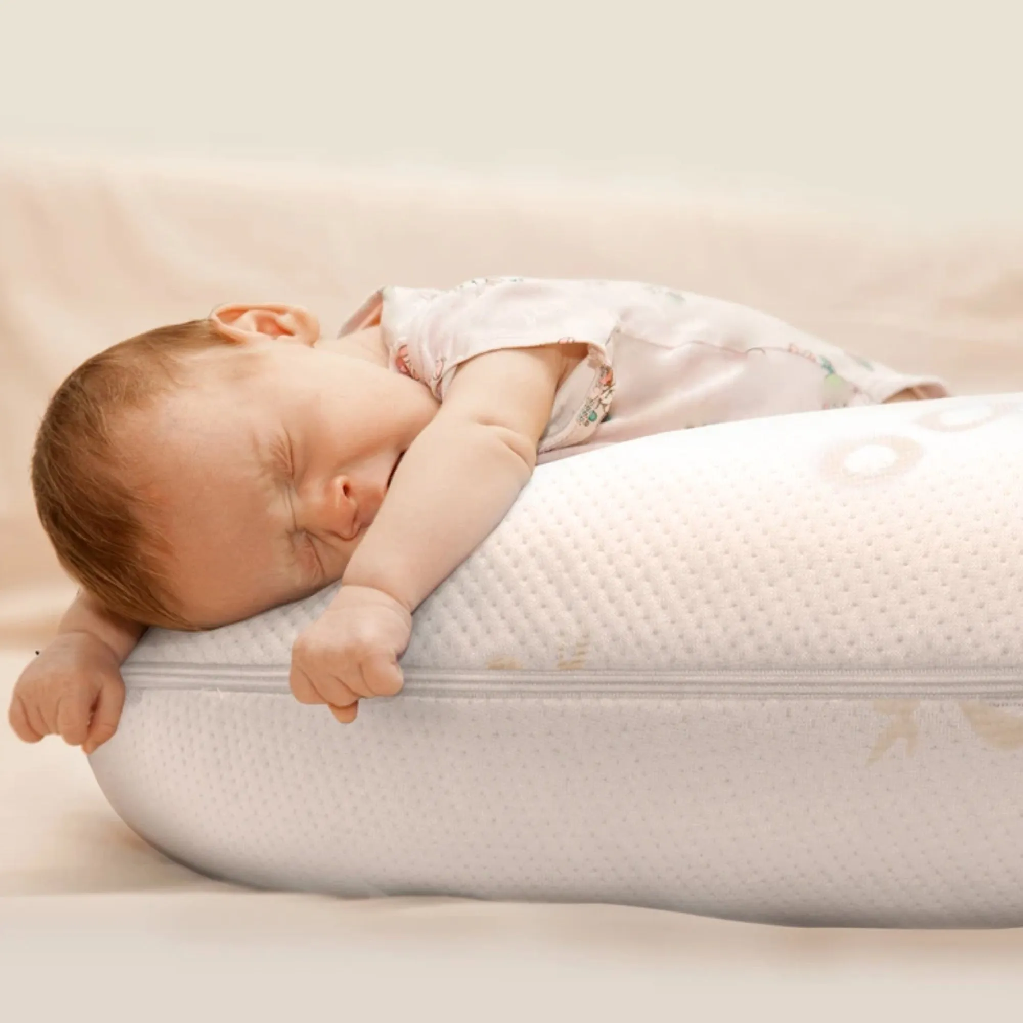 BABY WORKS Feeding Pillow with Bamboo Cover & Memory Foam Topper