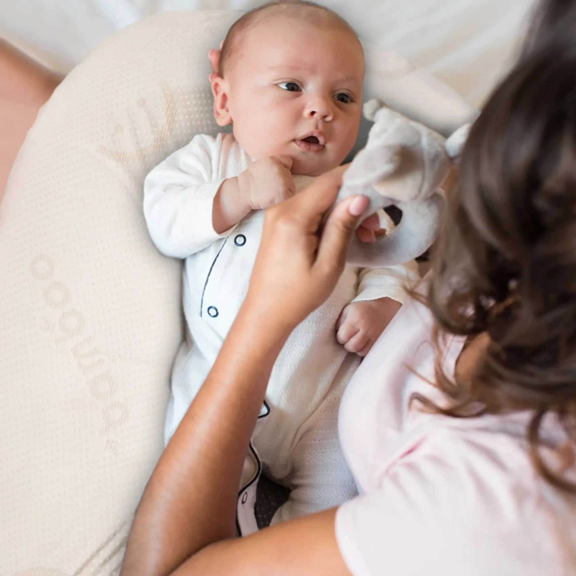 BABY WORKS Feeding Pillow with Bamboo Cover & Memory Foam Topper