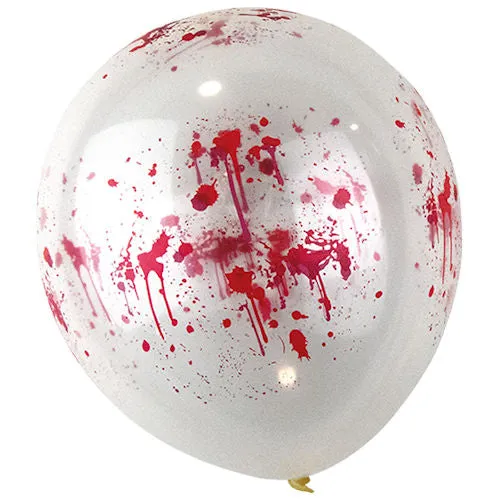 Blood Effect Balloons - 5 Pack Halloween Party Decoration Spooky Festive Haunted House Ghost Witch Vampire