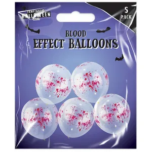 Blood Effect Balloons - 5 Pack Halloween Party Decoration Spooky Festive Haunted House Ghost Witch Vampire