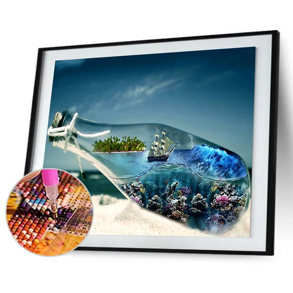 Bottle Scenery - 5D DIY Round Drill Diamond Painting (Canvas 50x40cm/19.69x15.71in )