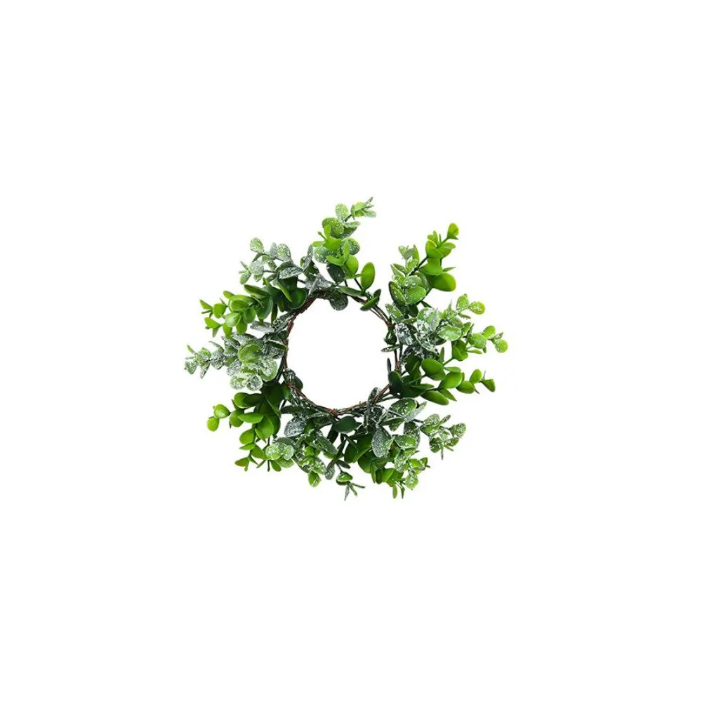 Bulk Artificial Eucalyptus Tabletop Candlestick Wreath Candle Holder Rings Mini Centerpiece 11 Inch Wholesale