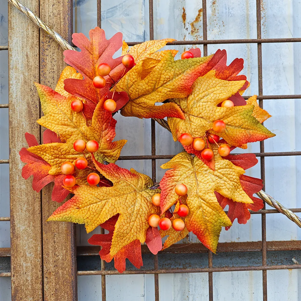 Bulk Artificial Maple Leaf Pumpkin Tabletop Candlestick Wreath Candle Holder Rings Thanksgiving Harvest Festival Mini Centerpiece 12 Inch Wholesale