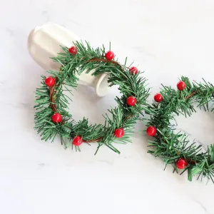 Bulk Artificial Pine Berry Tabletop Candlestick Wreath Candle Holder Rings Mini Christmas Centerpiece 3 Inch Wholesale