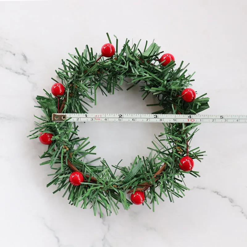 Bulk Artificial Pine Berry Tabletop Candlestick Wreath Candle Holder Rings Mini Christmas Centerpiece 3 Inch Wholesale