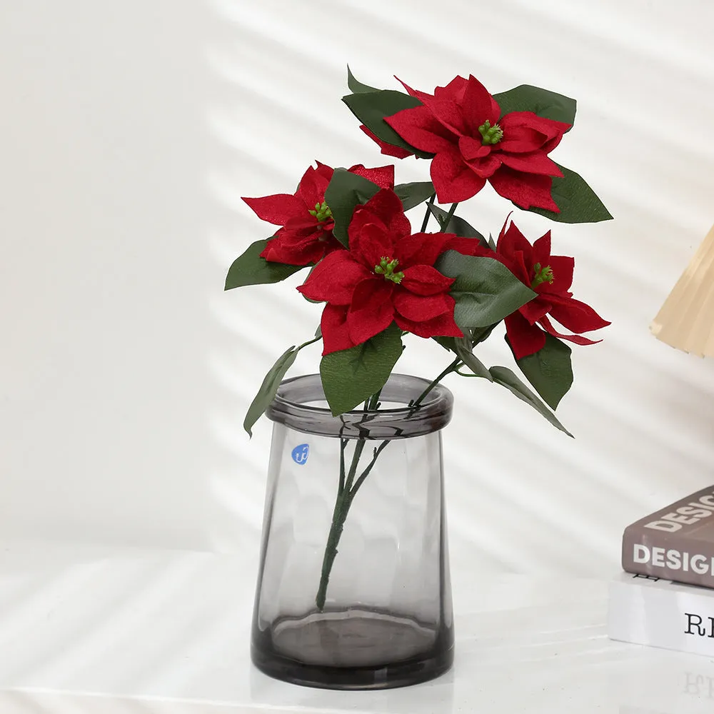 Bulk Exclusive 17 inches Tall Large Velvet Poinsettia Bush Bouquet Wholesale