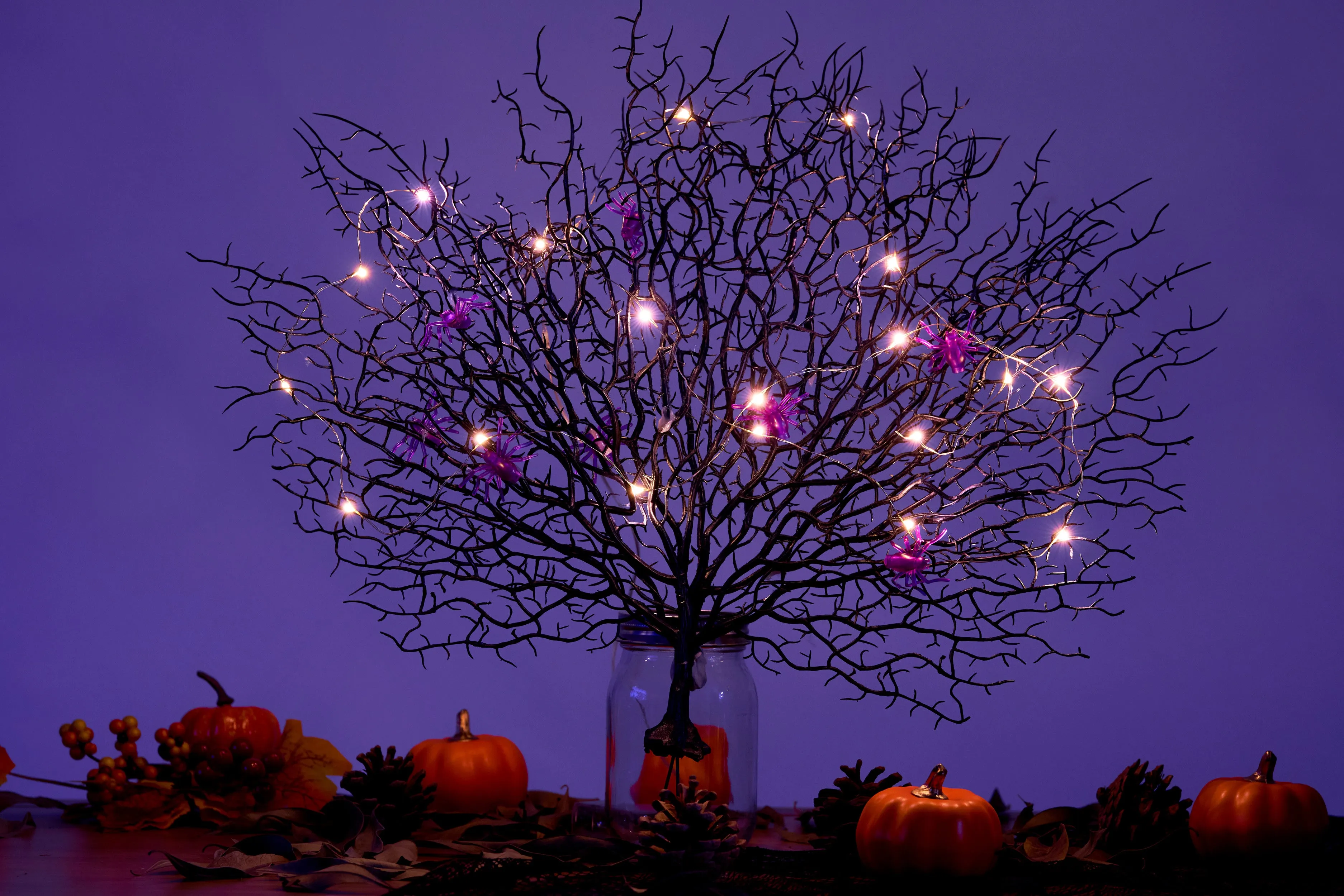 Bulk Exclusive Halloween Artificial Tree Branches with Spider Led Lights Antler Coral Twigs Wholesale