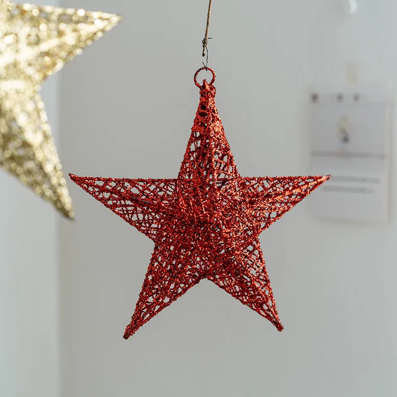 Bulk Glitter Stars Pendant Hanging Ornaments Christmas Tree Decorations for Holiday Party Wholesale