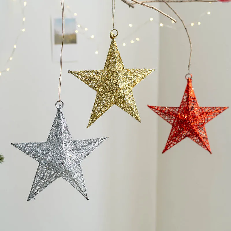 Bulk Glitter Stars Pendant Hanging Ornaments Christmas Tree Decorations for Holiday Party Wholesale