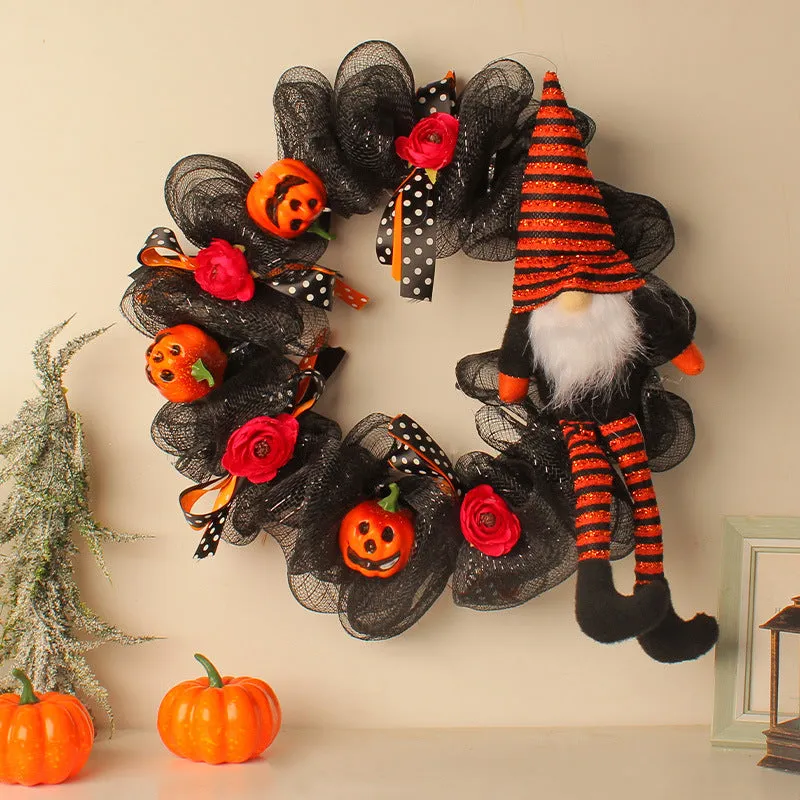 Bulk Halloween Pumpkin Purple Gauze Wreath 16'' Wholesale