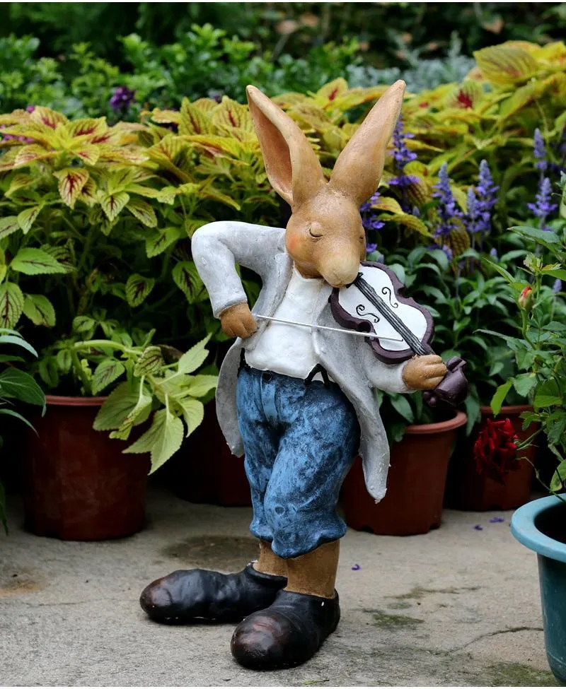 Bunny Flower Pot, Villa Outdoor Decor Gardening Ideas, House Warming Gift, Garden Courtyard Ornament, Large Rabbit Statue for Garden