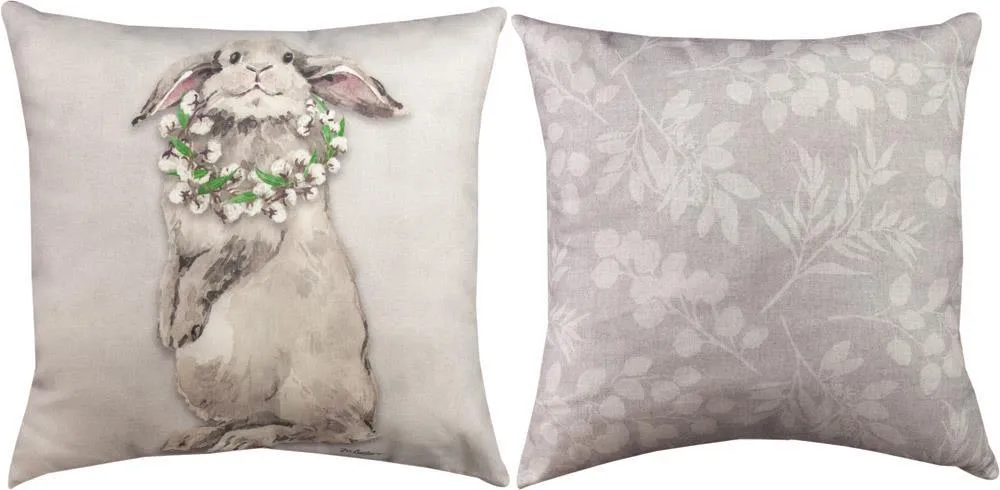 Bunny Trail Francis & Florence Indoor-Outdoor Reversible Pillow by Martha Collins©