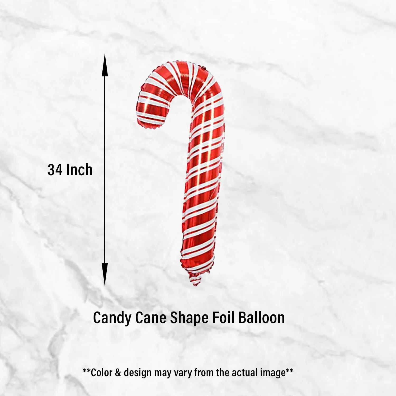 Candy Cane Shape Foil Balloon- Pack of 2- 32 Inch- Red & White Color