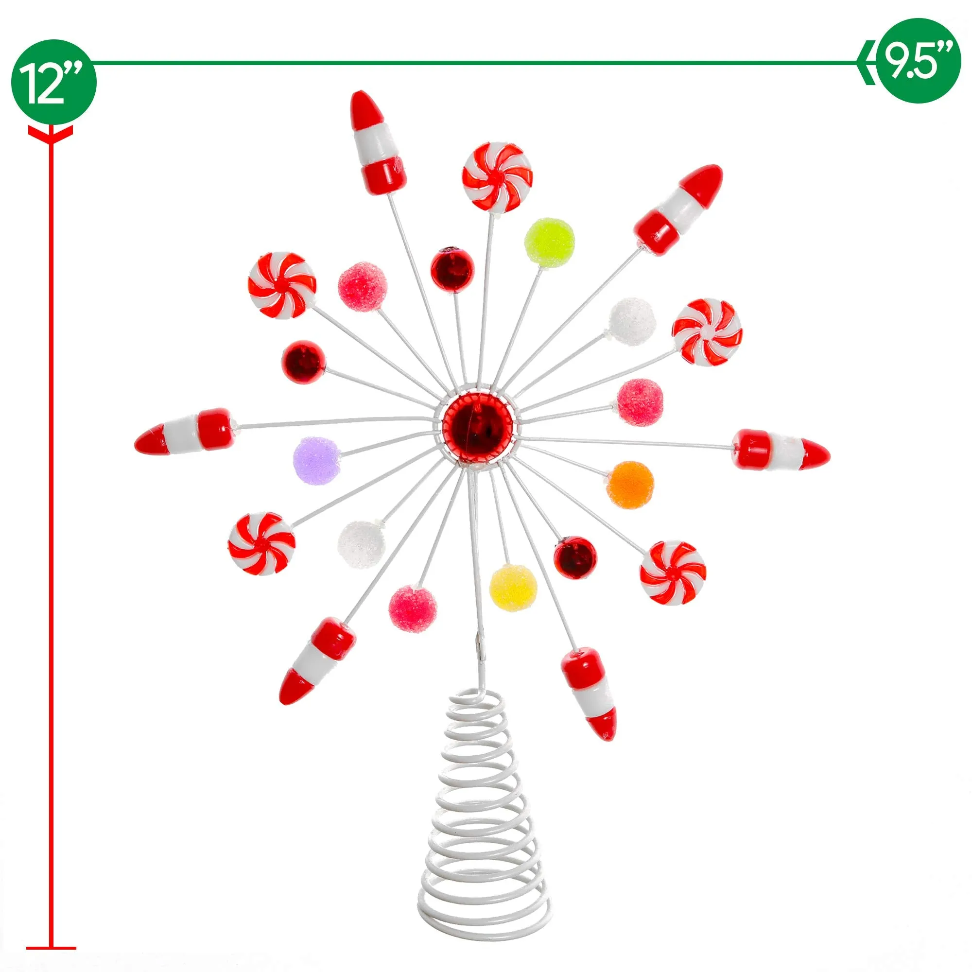 Candy Snowflake Tree Topper - Peppermint Candy Cane Snowflakes Christmas Tree Decorations