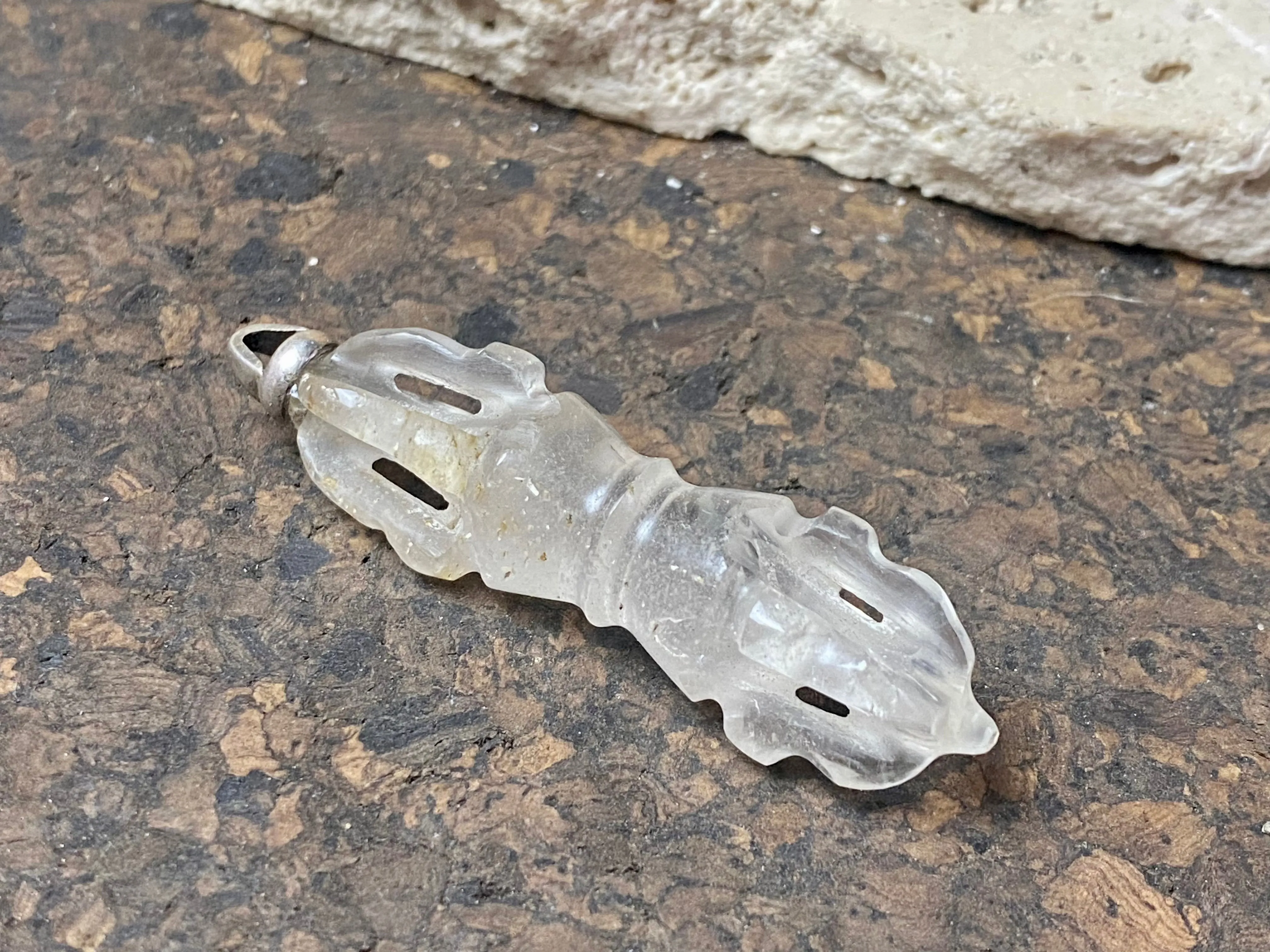 Carved Rock Crystal Dorje Pendants