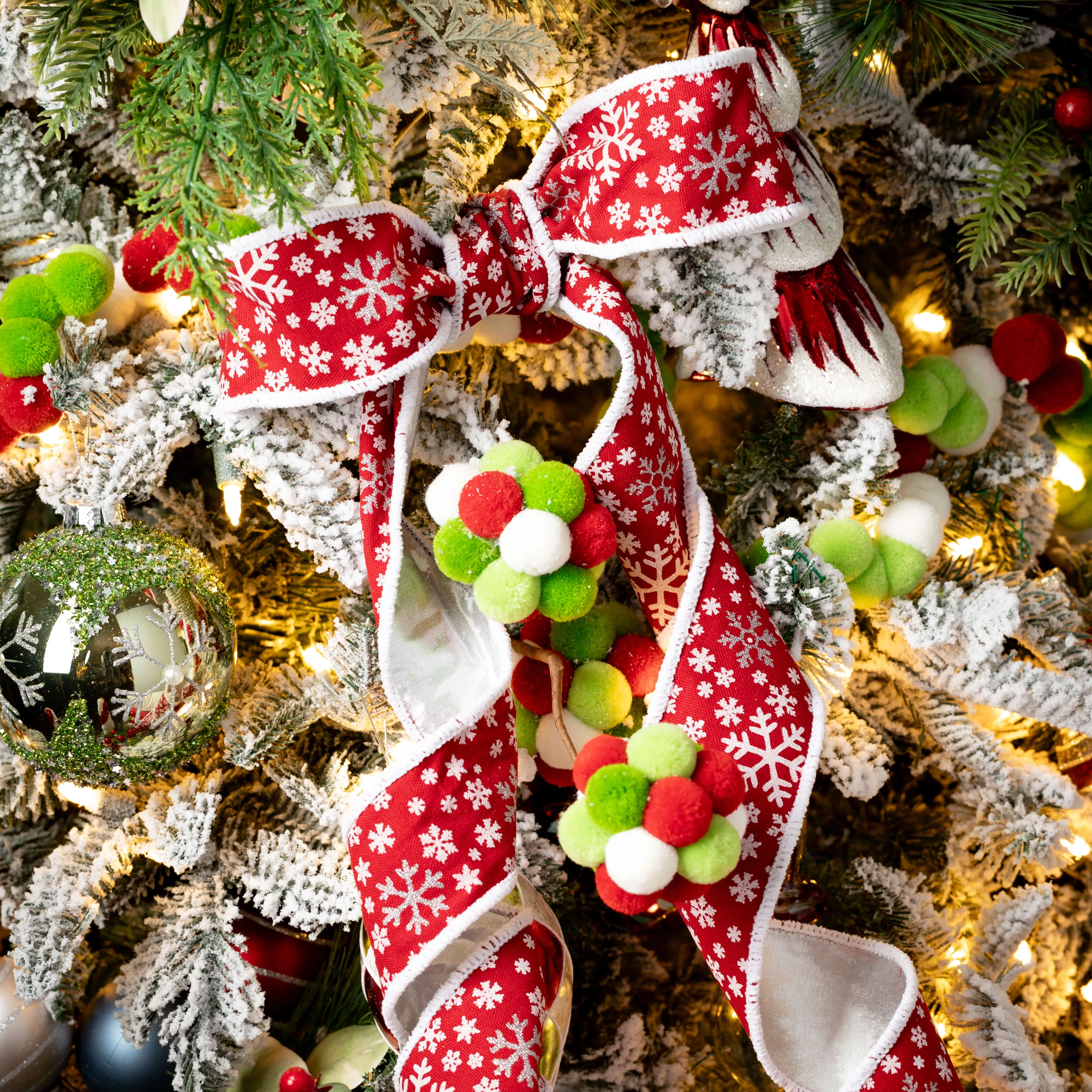 Cheerful Red Snowflake Ribbon