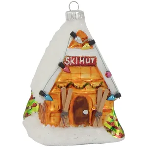 Christmas By Krebs Blown Glass  Collectible Tree Ornaments  (4" Ski Hut)