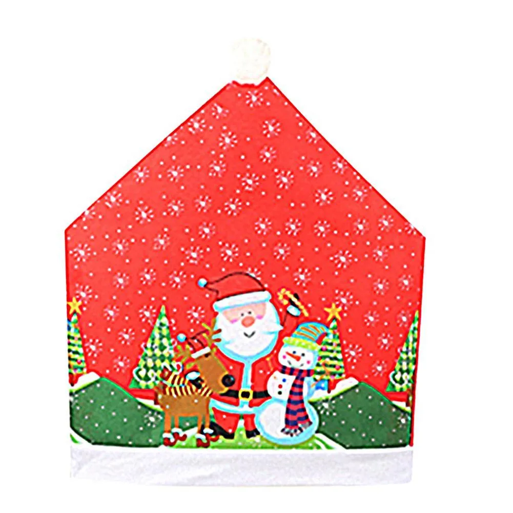 Christmas Chair Back Cover Santa Claus Snowman Chair Cover Table Decor