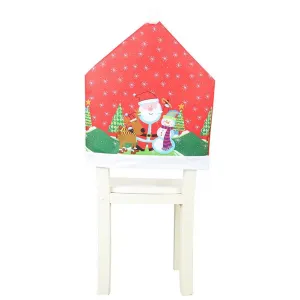 Christmas Chair Back Cover Santa Claus Snowman Chair Cover Table Decor