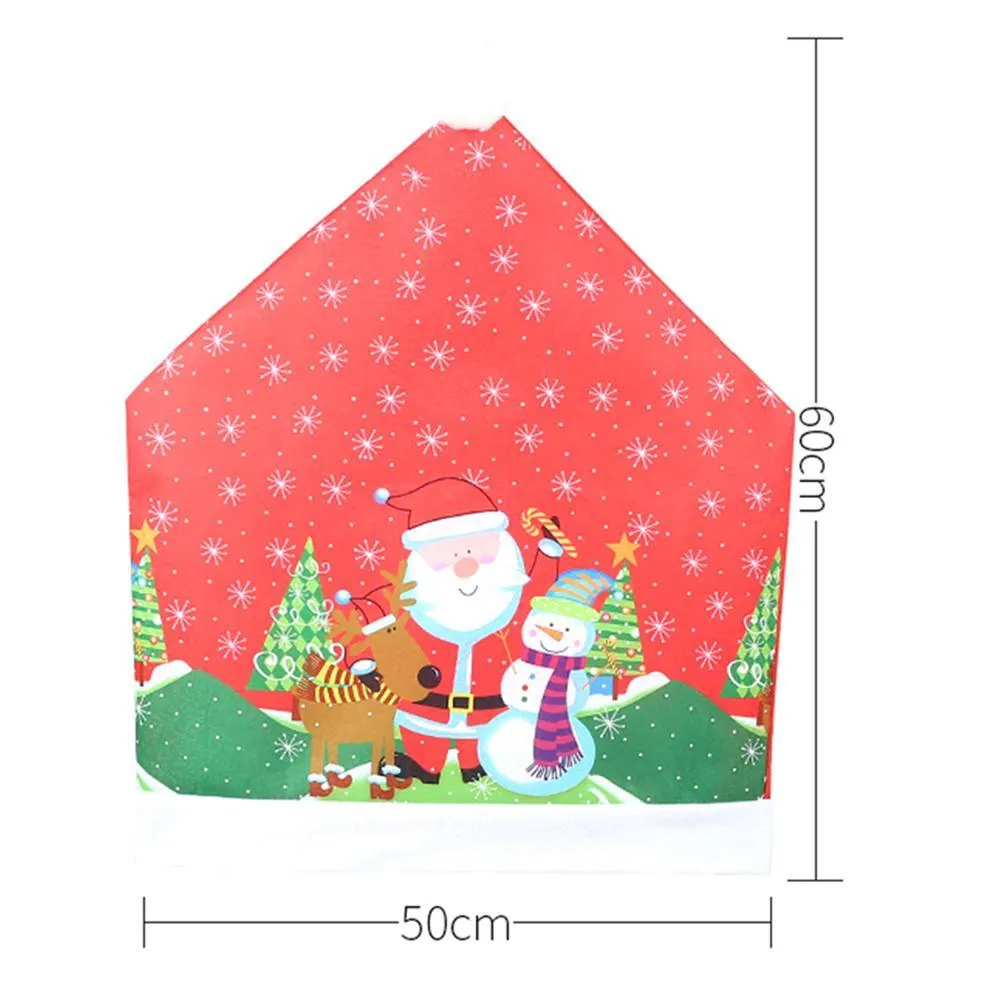 Christmas Chair Back Cover Santa Claus Snowman Chair Cover Table Decor