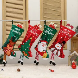 Christmas Hanging Stocking Large Gift Bag Santa Socks Holiday Tree Decorations New Year Decoration