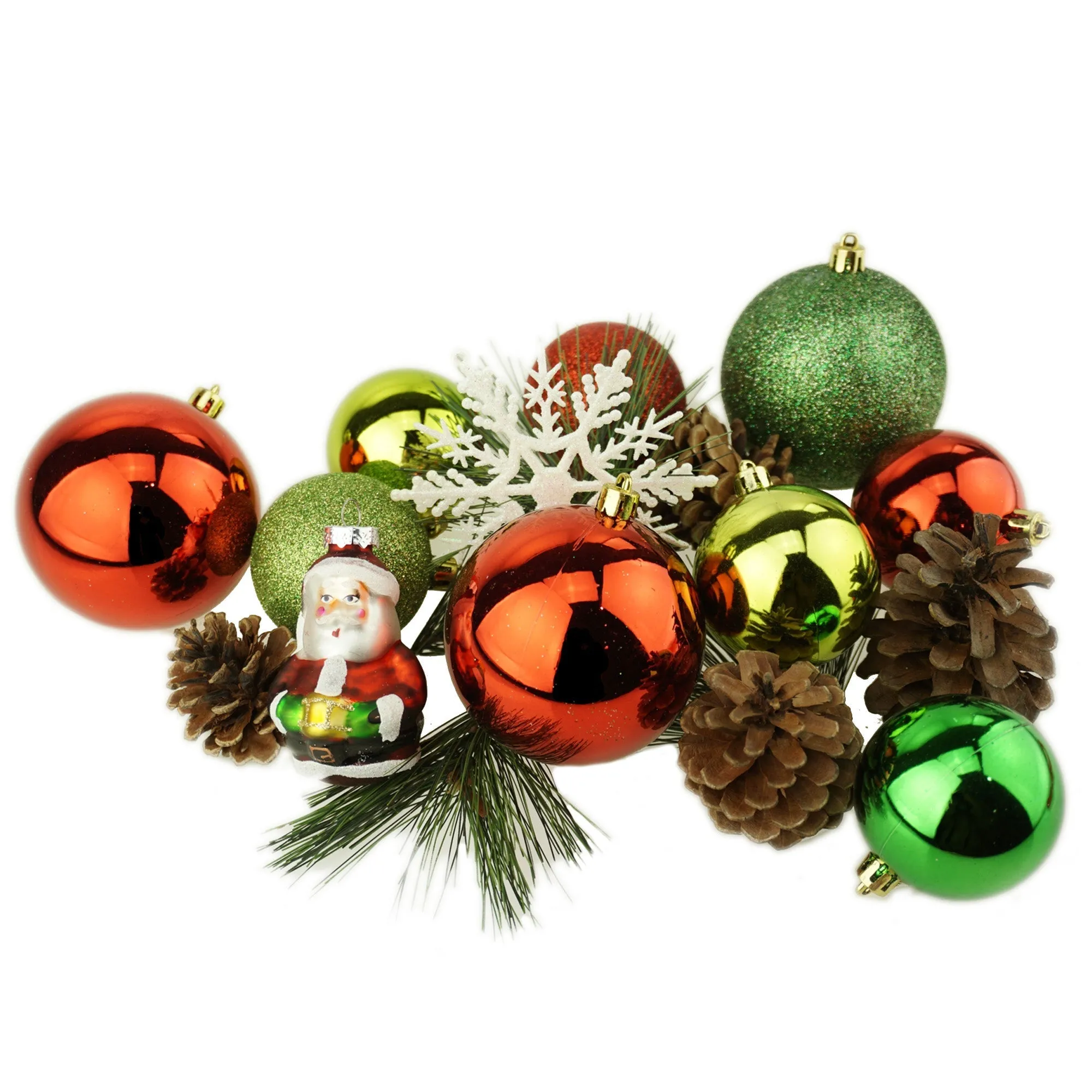 Christmas Ornaments and Pinecone Bowl Filler, 16-Piece