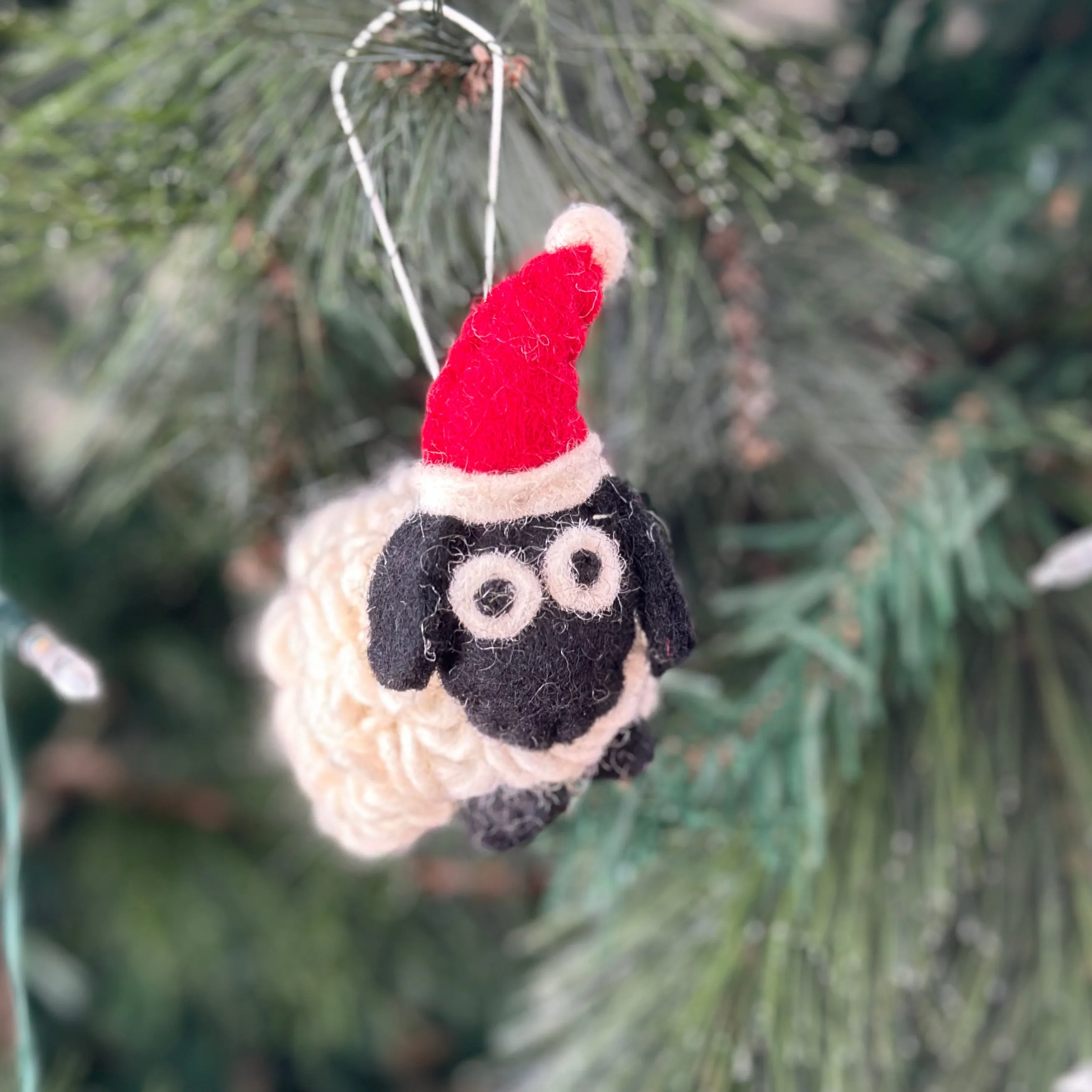 Christmas woolly sheep decoration