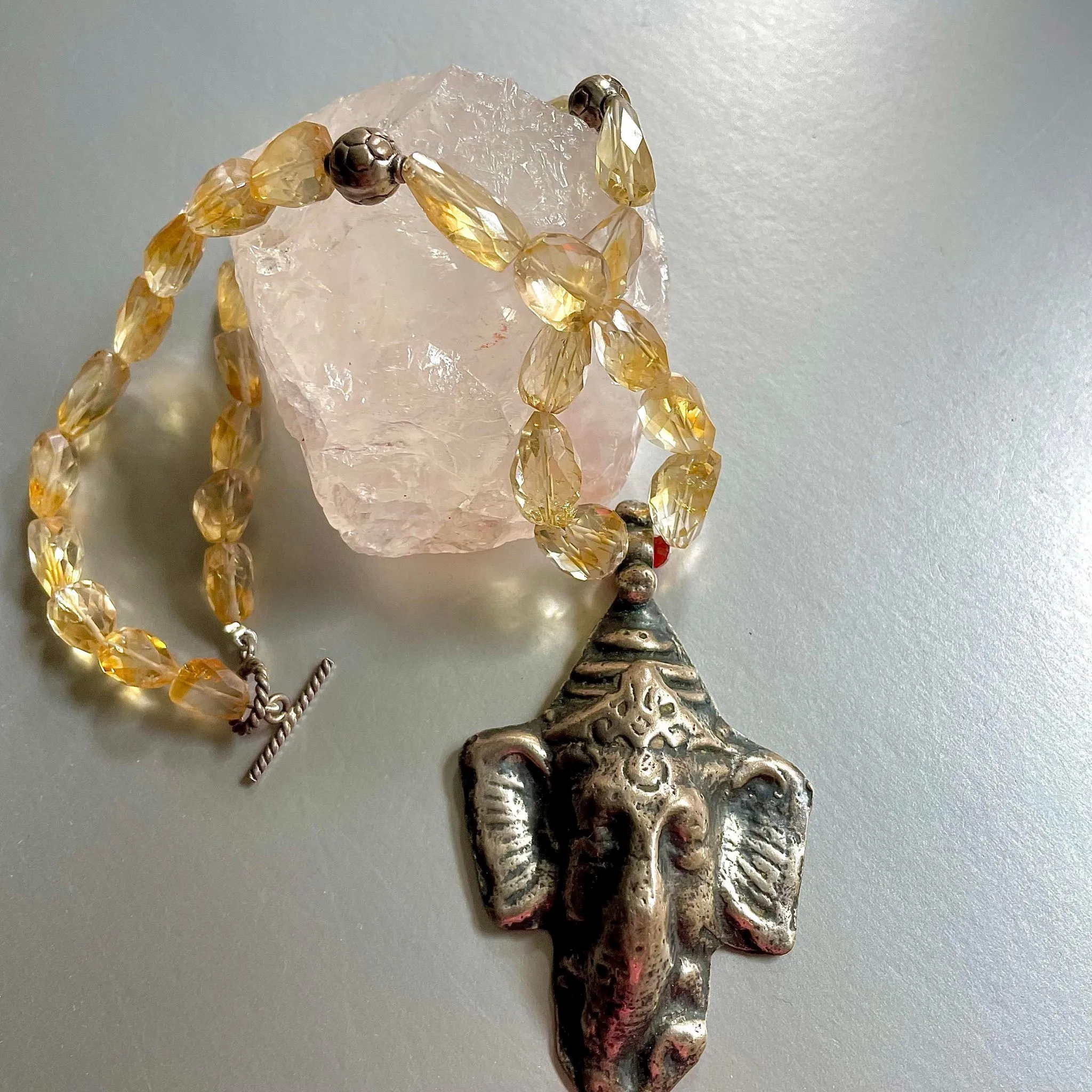 Citrine Necklace With Ganesha