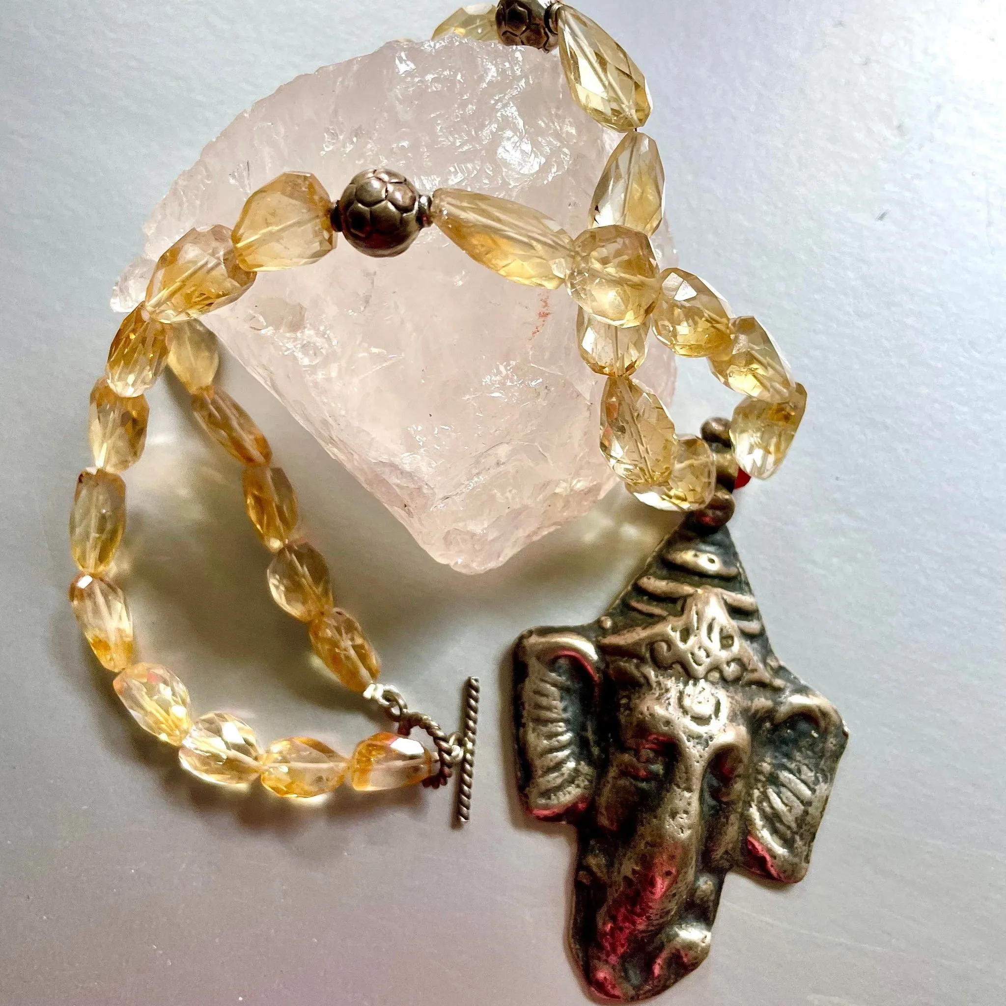 Citrine Necklace With Ganesha