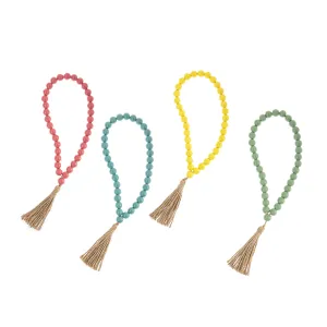 Colorful Wood Beaded Loop with Tassel