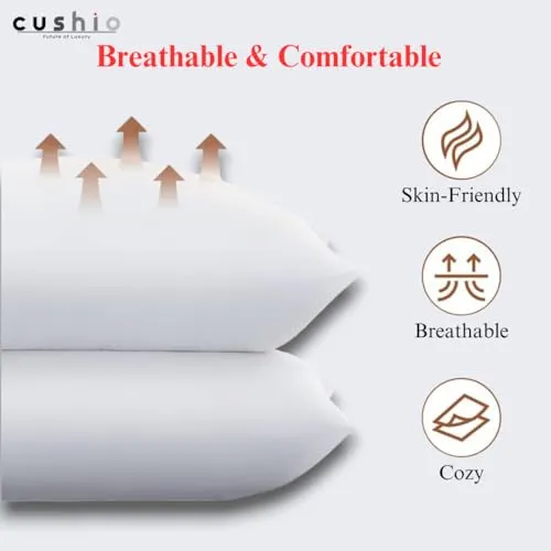 CUSHIO™ White Micro Fibre Pillow - Size 26"x16" (Pack of 2) - Enhance Your Sleep Quality | Wake Up Refreshed