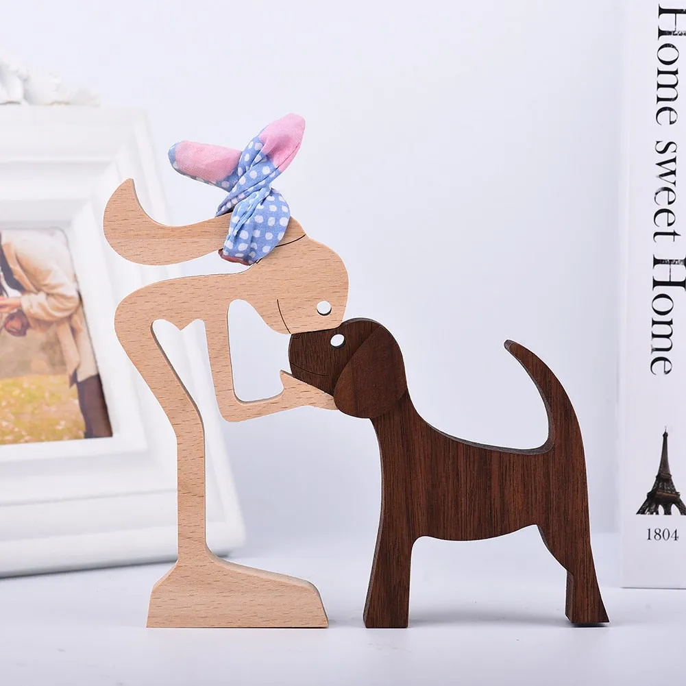 Cute Wood Crafted Dog Sculpture