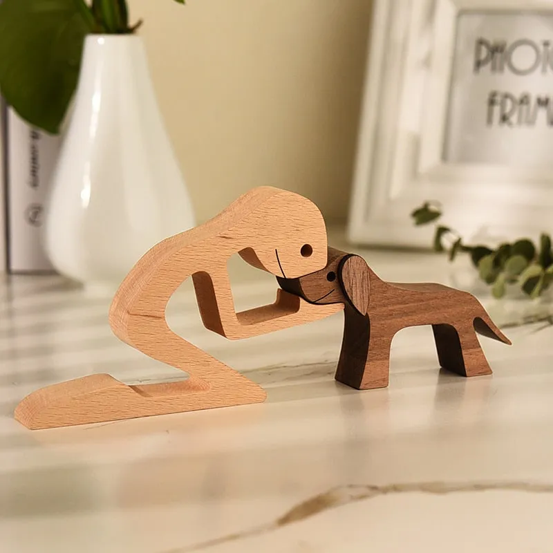 Cute Wood Crafted Dog Sculpture