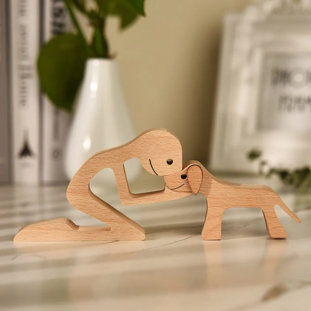 Cute Wood Crafted Dog Sculpture