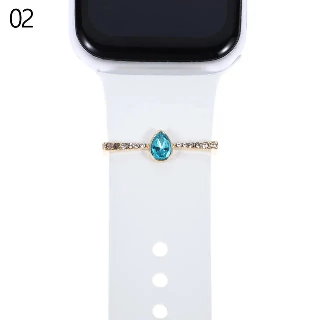 Decoration For Apple Watch Band 26 Letters Metal Charms Diamond Jewelry Charms Smart Watch Silicone Strap Accessories